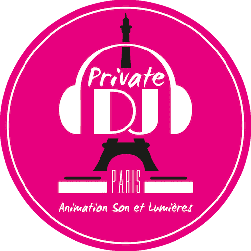 Logo Private DJ Paris (fond rose)